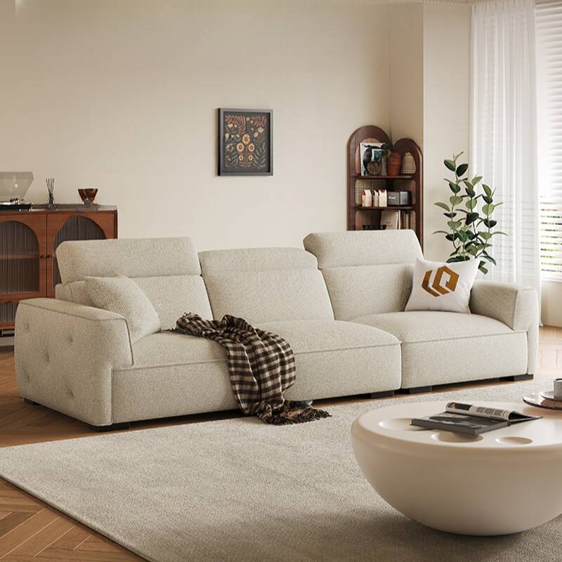 Elegant Off-White Sofa/Loveseat with Concealed Support for Drawing Room