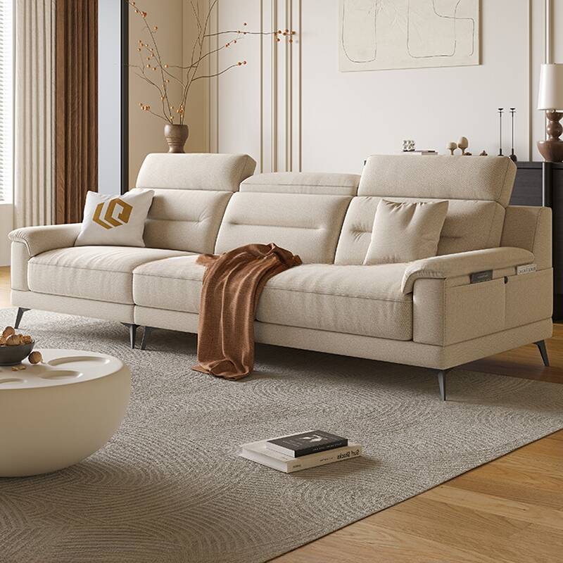 Stain Resistant Sofa/Loveseat for Drawing Room with Wide Pillow Back, Off-White, Seats 6, Pillow Top Arm, 2 Pillows