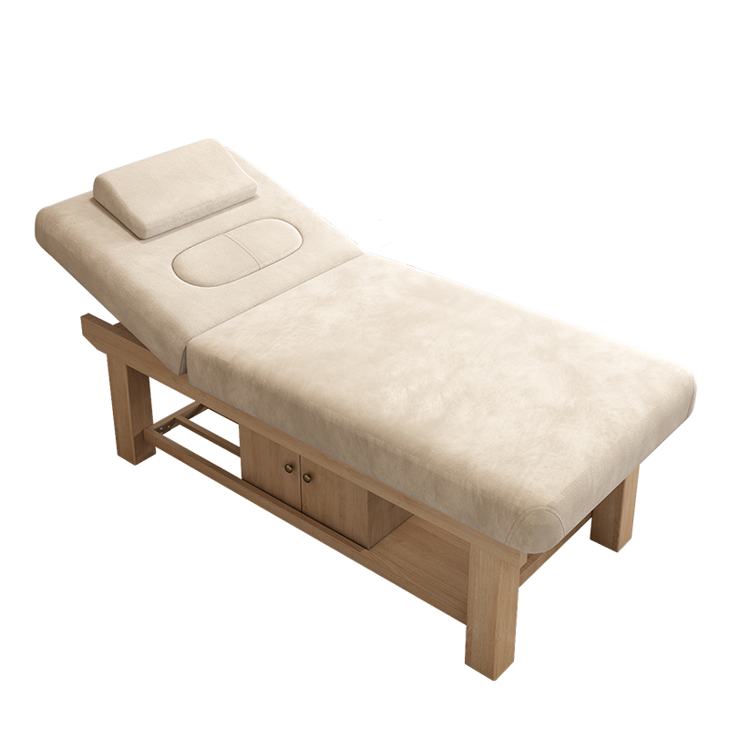 Rectangular Massage Bed Fixed Height Timber Protective Feet Trestle Base