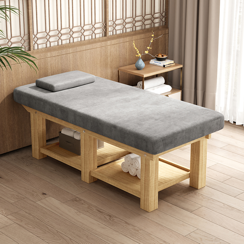 Fixed Height Timber Rectangle Massage Bed with Trestle Base