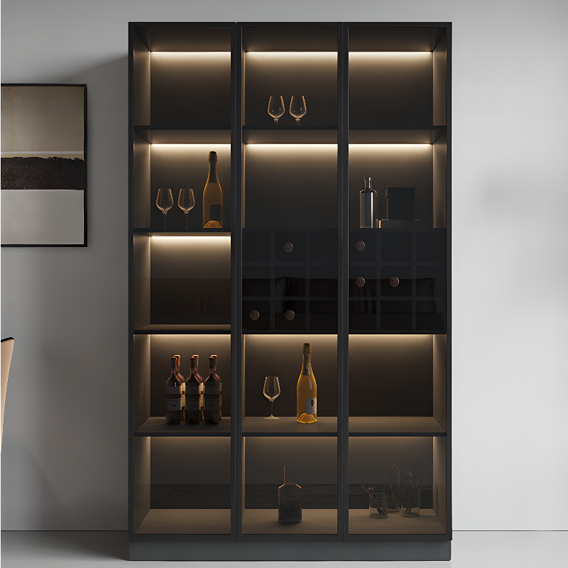 Slab China Cabinet with 5/10 Shelves and Accessible Open Storage