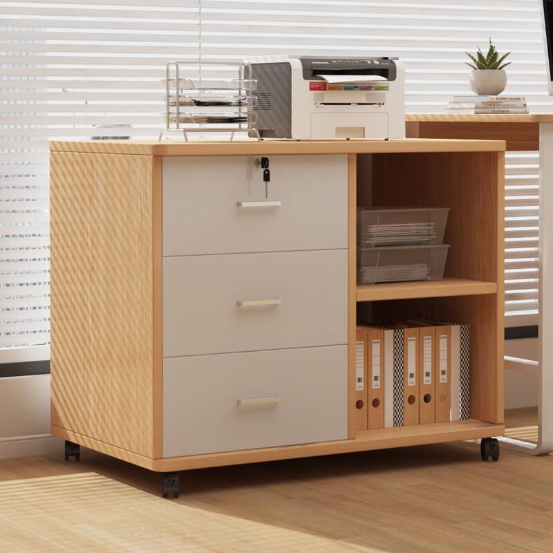 3 Shelves/1 Shelf Lumber Soft Close Horizontal Filing Cabinet/Vertical Filing Cabinet with Caster Wheels, Key Lock, Door & Printer Storage