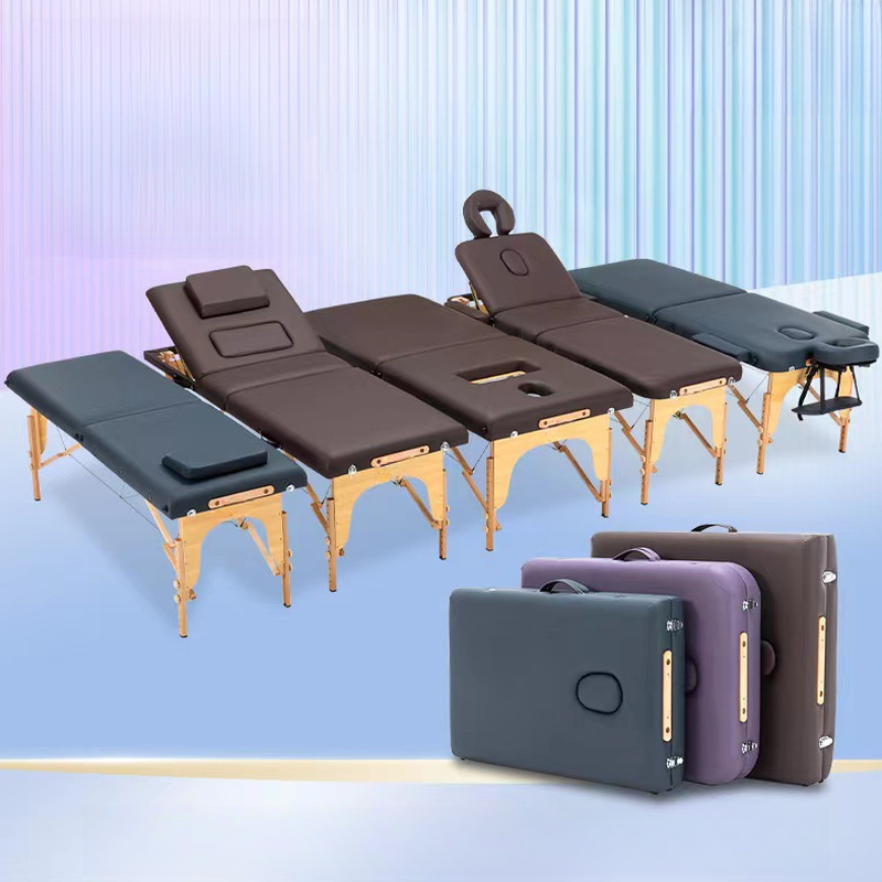 Adjustable Height Timber Rectangle Massage Bed, Stackable, Split Curved Base, Portable, Lightweight