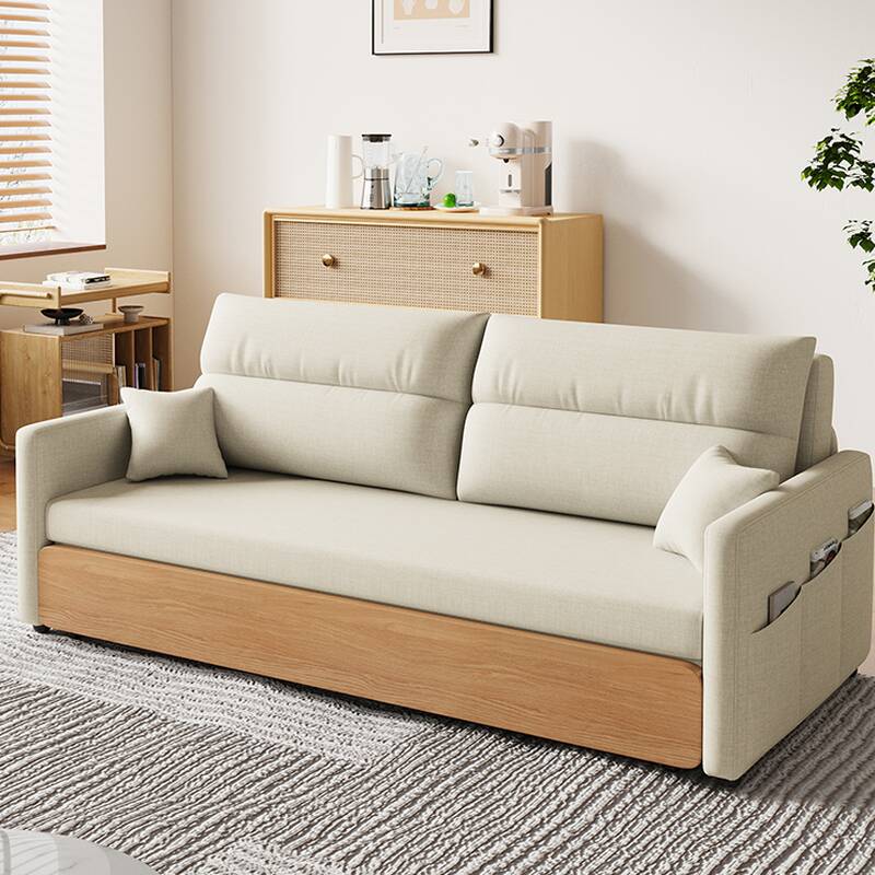 Casual King Size/Queen Size/Full Size Sponge Sleeper Futon for 3/2 People/1 Person with Cushion Back, Square Arm & Receptacle