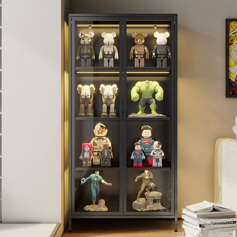 Detached Curio Cabinet with Container Storage, Locked Cabinet, and Confined Enclosure