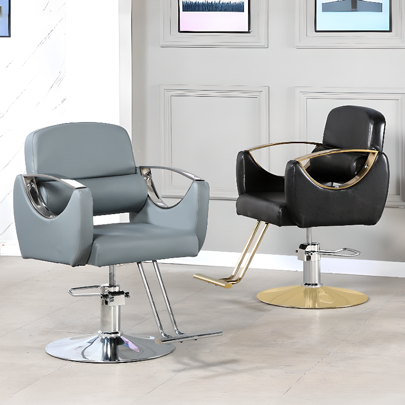L-Shape Solid Colour Metal Styling Chair with Adjustable Footrest
