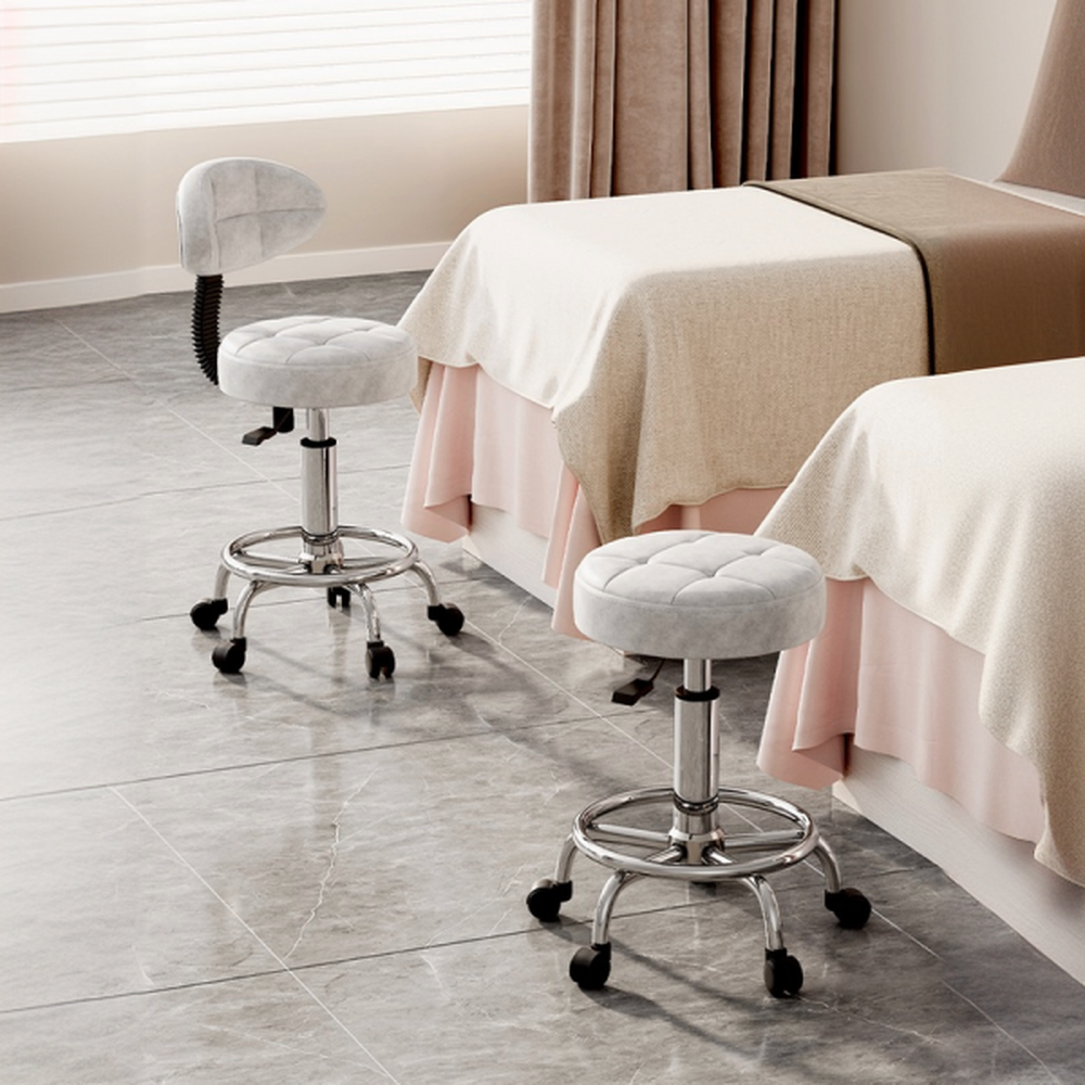 Solid Colour Circular Alloy Adjustable Styling Chair with Footrest