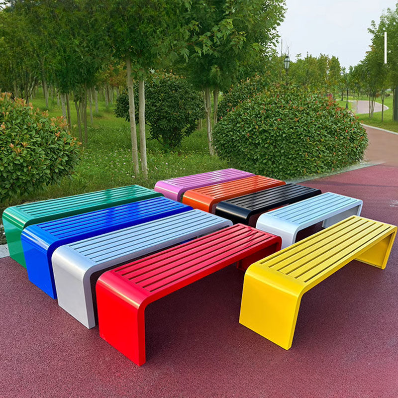Simple Steel Picnic Bench in Gray/Azure/Orange