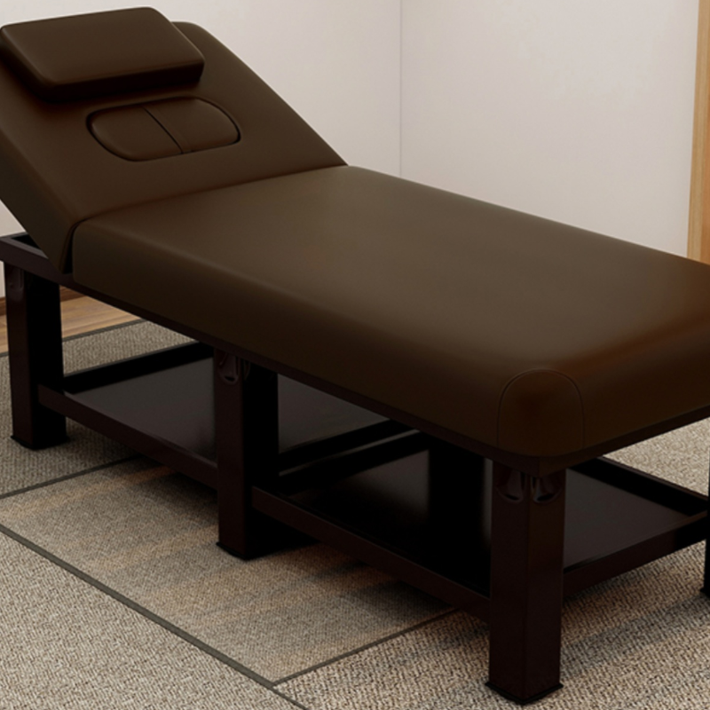 Rectangle Trestle Fixed Height Metal Massage Bed with 1 Chair