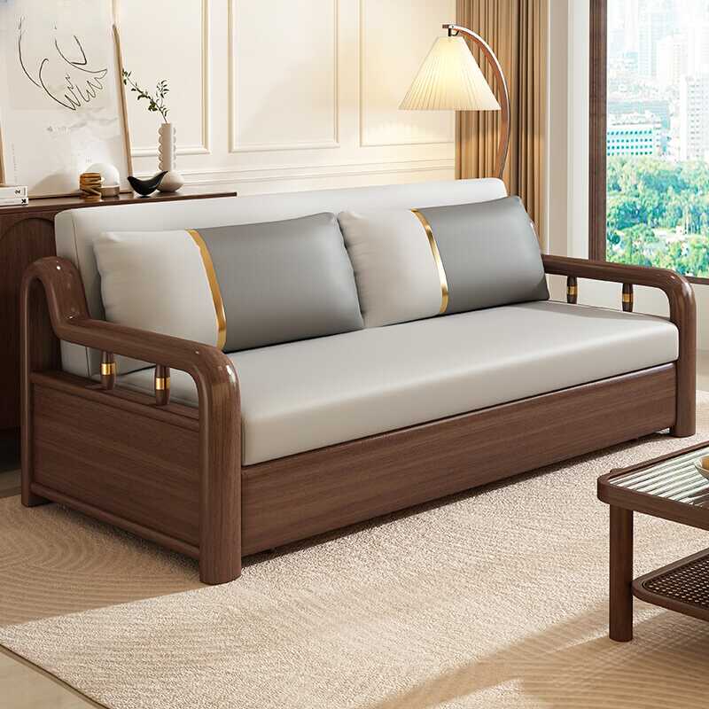 Scratch-tolerant Rubberwood Day Bed and Futon in Dove Grey, Seats 1 with Stockroom Storage, 2 Pillows, Queen/Twin Size