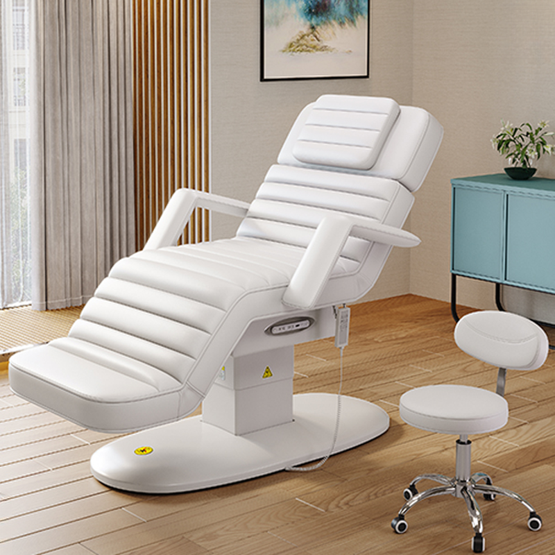 Rectangular Alloy Cylinder Base Adjustable Height Facial Bed with 1 Chair