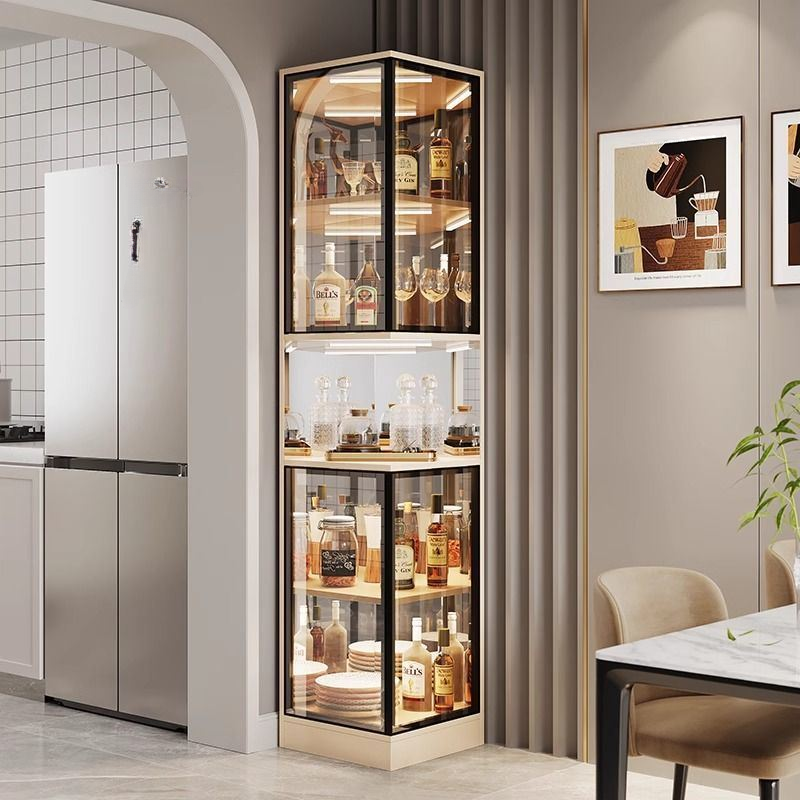 Edge Design Accent Cabinet with Container Storage, 5 Shelves, and Exposed Storage