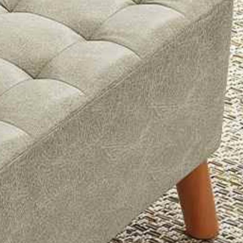 Stitch-tufted Rectangular Living Space Bench in Gray/Green/Sepia for Home