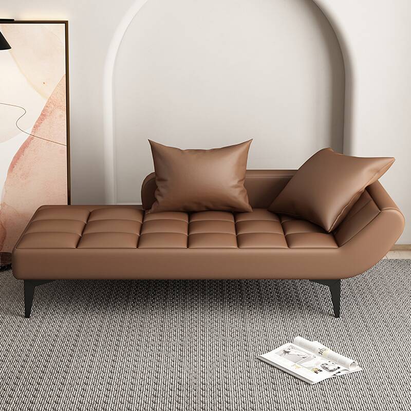 Contemporary Master Bedroom Chaise Lounge with Solid Colour Upholstery, Left-Arm Orientation, Foam Seat, and Flared Arm in Nook