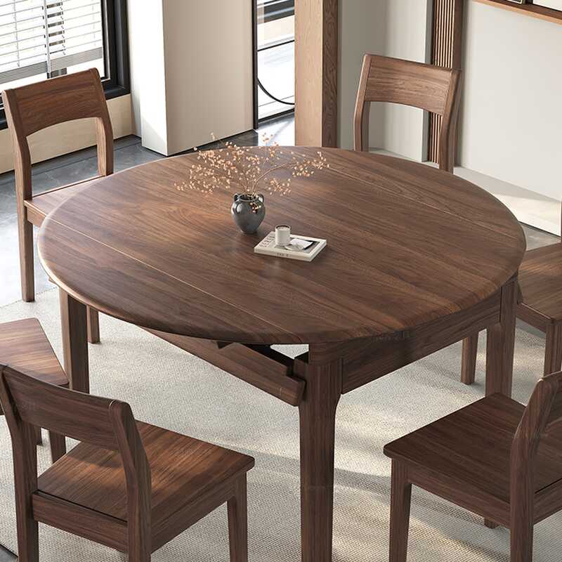 Expandable Solid Wood Dining Table Set for 6 or 4 People