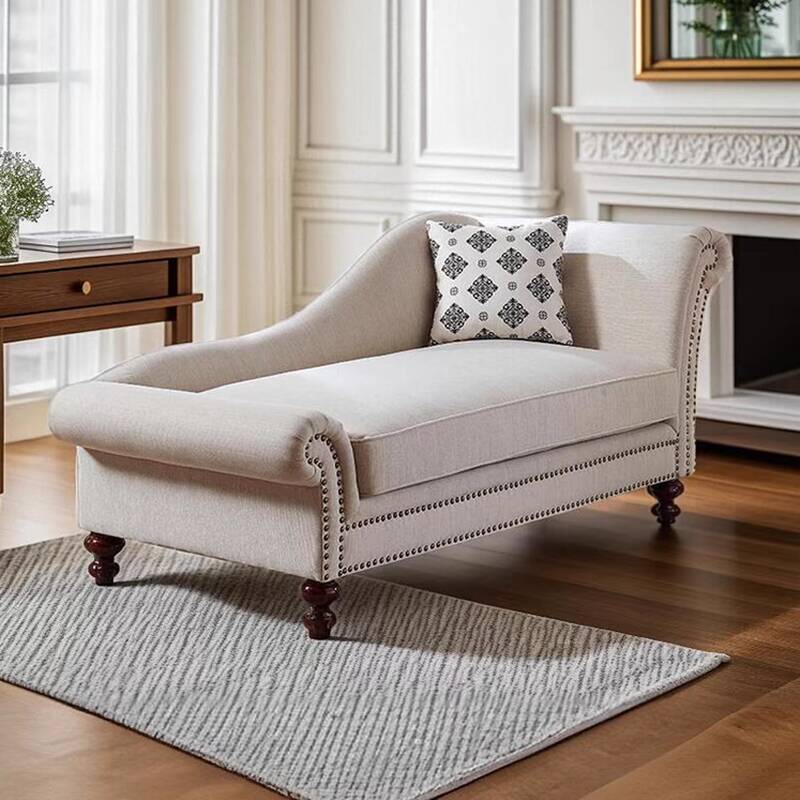 French Detached Foam Reclining Chaise Lounge Sleeper with Tuxedo Arm & Dismountable Cushions, Scratch-proofed