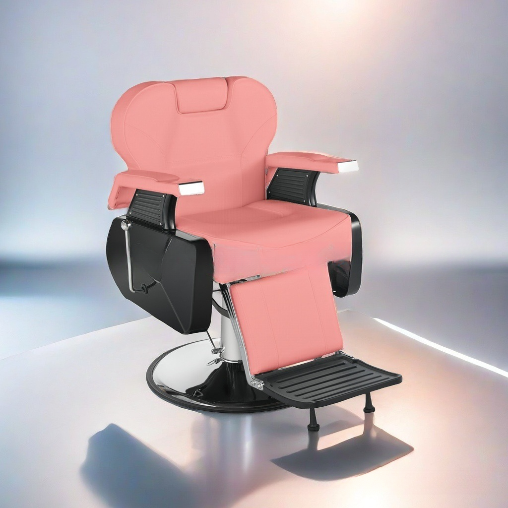 Variable Scratch-tolerant Barber Chair with Solid Colour Upholstered Leather & Full Back Foot Pedestal
