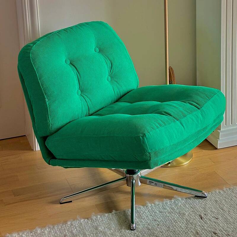 Button-tufted Side Chair in White/Ink/Lime Green with Slipcover, Star Base, Tufted Back and Removable Cushions