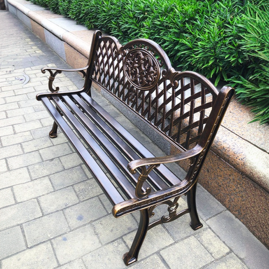 Modish Bleached White/Distressed Gray Aluminum Outdoor Bench