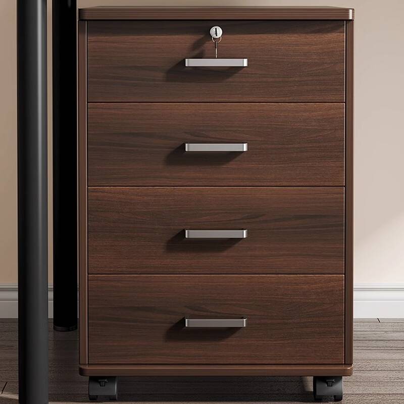 Simplistic Timber Lateral/Vertical Filing Cabinet with Roller Wheels, 1-2 Shelves, Soft Close, and Key Lock