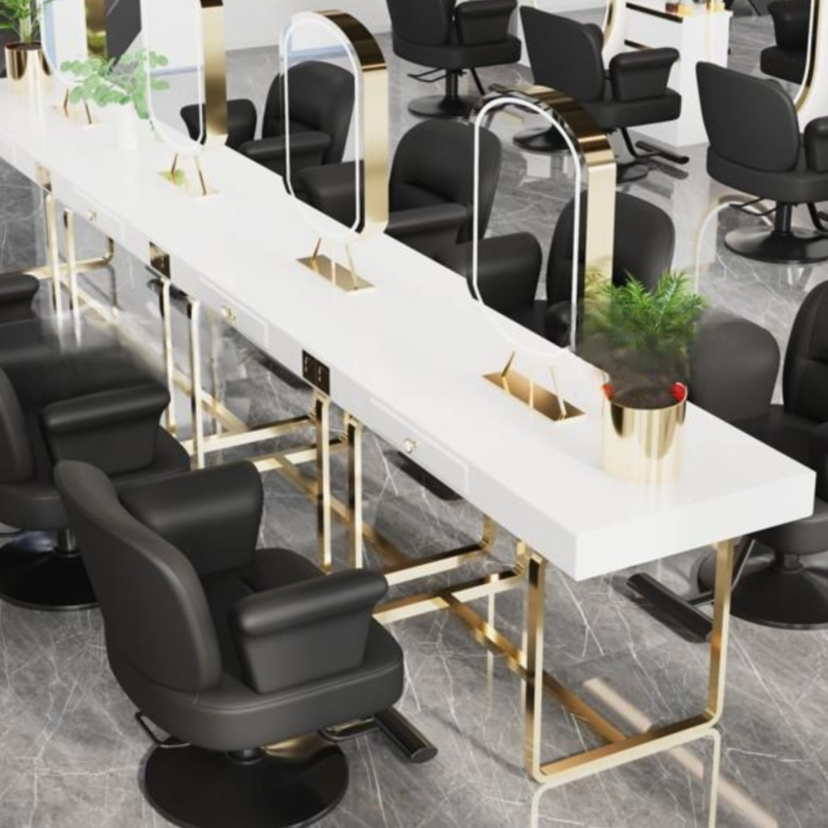 Adjustable Height Rotatable L-Shape Solid Colour Adjustable Styling Chair with Alloy Frame, Closed Back and Footrest