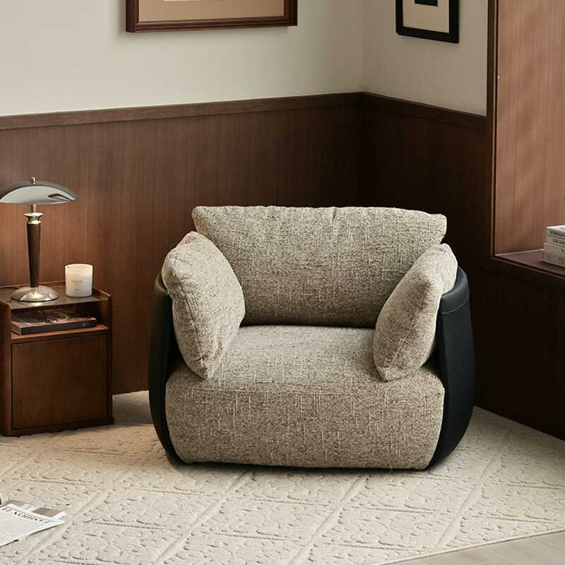 Trendy Dove Grey Accent Chair with Fixed Back, Armrest, Ergonomic, Solid Colour