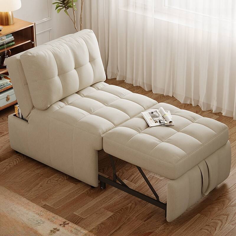 Twin XL Size Futon Convertible Sofa with Biscuit Back and Locker Storage