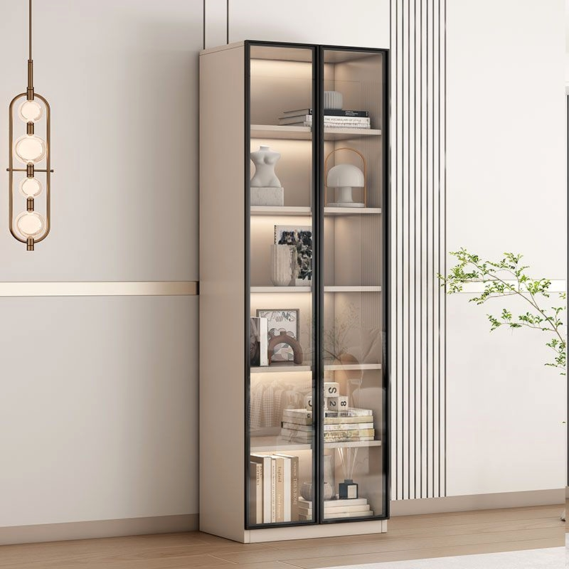 Off-White Slab Self-supporting Reaching the Ceiling China Cabinet with 10 Shelves/6 Shelves/14 Shelves Repository