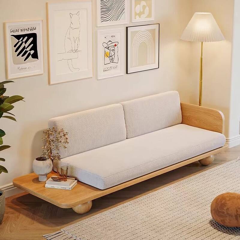 Simplistic Off-White Solid Colour Sofa Couch for 2 People