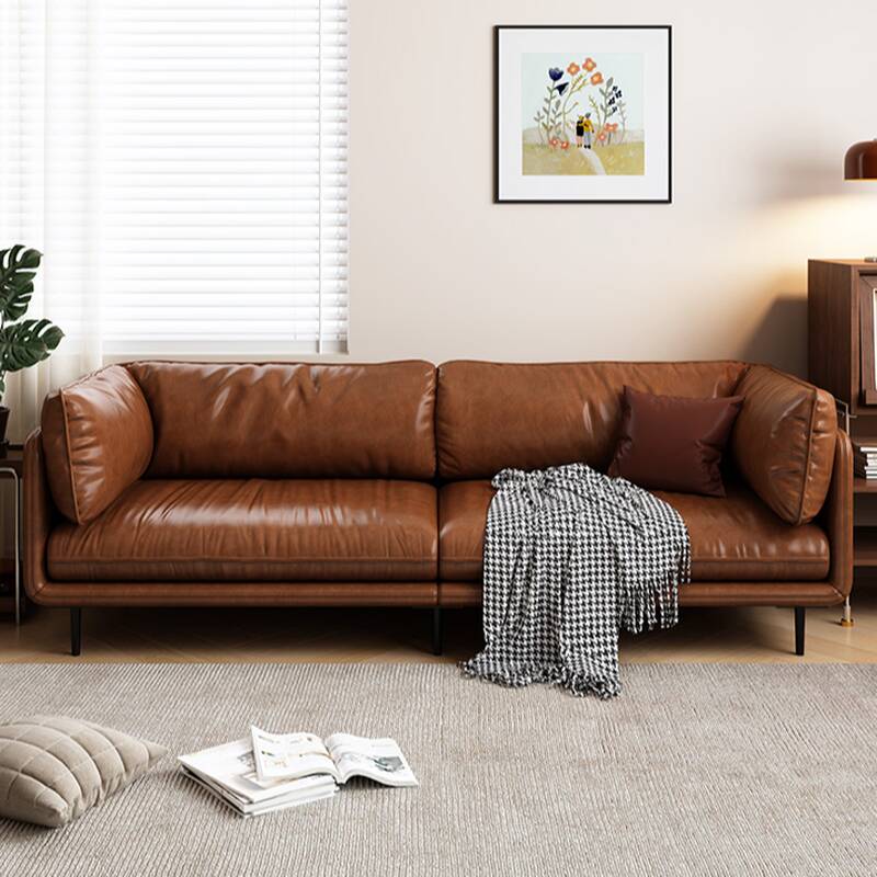 Victorian Solid Colour Sofa Couch in Brown, Versatile Seating for 3, 4, or 5