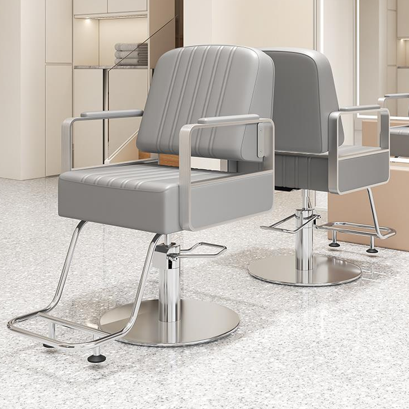 Adjustable L-Shape Striped Styling Chair with Stainless Steel Frame and Footrest