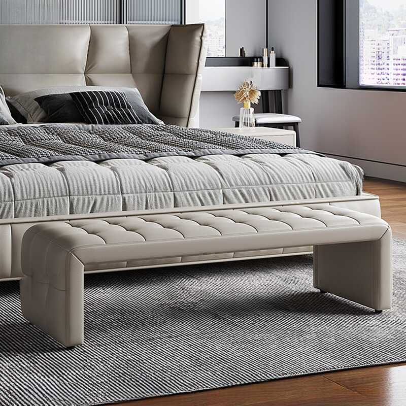 Cream Simple Upholstered Solid Colour Bedroom Bench