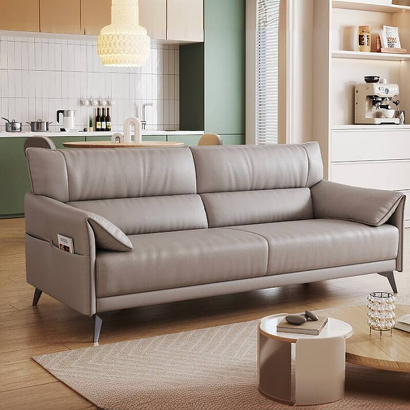 Scratch-proof Floor Sofa/Loveseat/Single Sofa in Light Gray with Sewn Pillow Back, 3 Person/2 People/1-seater, Stockroom Storage, Pillow Top Arm