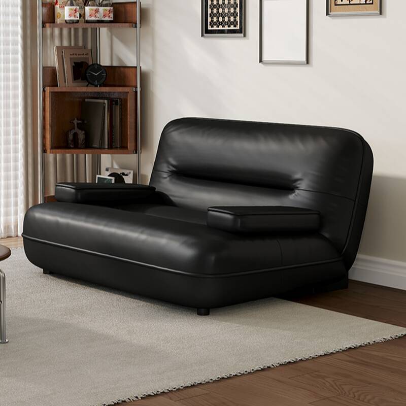 Contemporary Solid Colour Floor Sofa/Loveseat in Midnight Black/Mocha for 3 Person/2 People