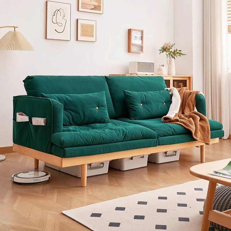 Sitting Room Jade Green Floor Sofa with Removable Cushion for Home