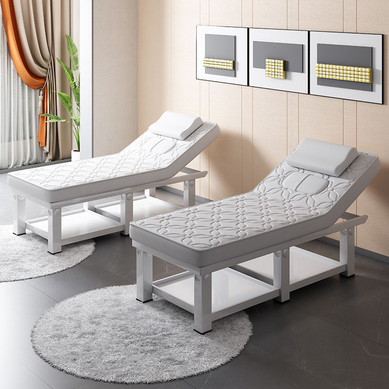 Metal/Wood Rectangular Massage Bed with Trestle Base and 1 Chair