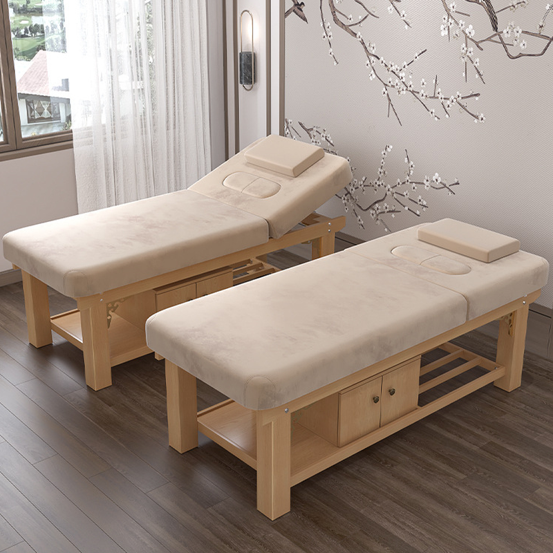 Wood Rectangular Massage Bed with Trestle Base