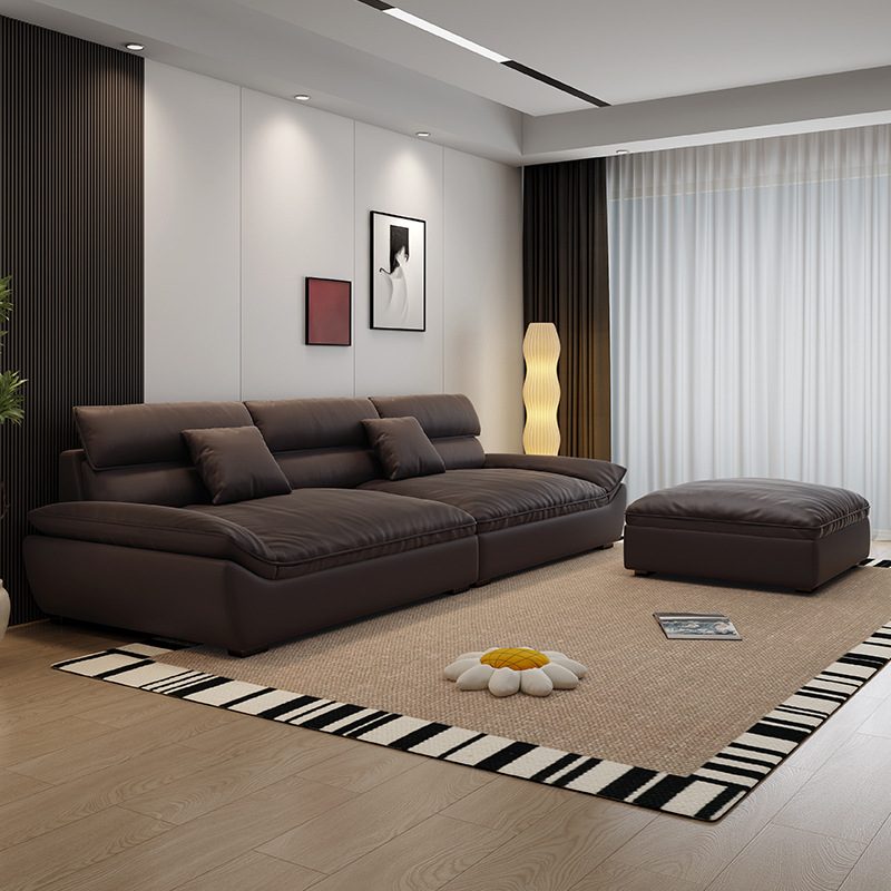 Contemporary Mocha Floor Sofa/Single Sofa, Solid Colour, Scratch-proof, Seats 5/6/1 with Pillow Top Arm and Concealed Support