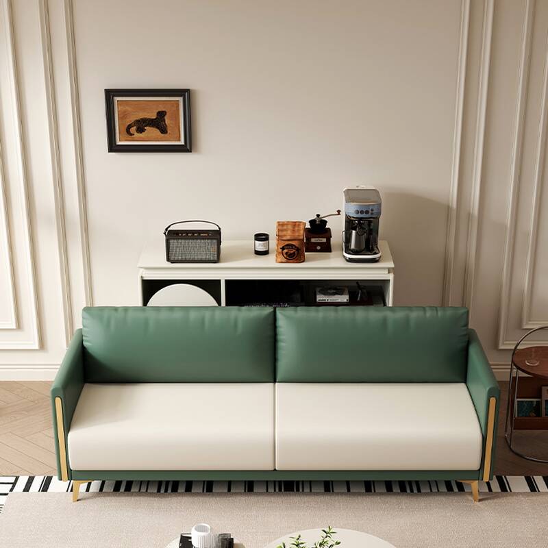 Minimalist Water Resistant Midnight Black/Off-White Floor Sofa/Loveseat, Solid Colour, Wide Pillow Back, Seats 2/3, Square Arm