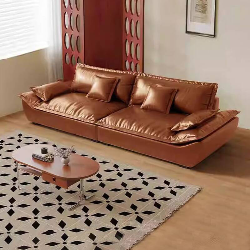 Contemporary Solid Colour Floor Sofa/Loveseat with Cushion Back in Mocha, Seats 4/3/2 with Pillow Top Arm and 2 Pillows