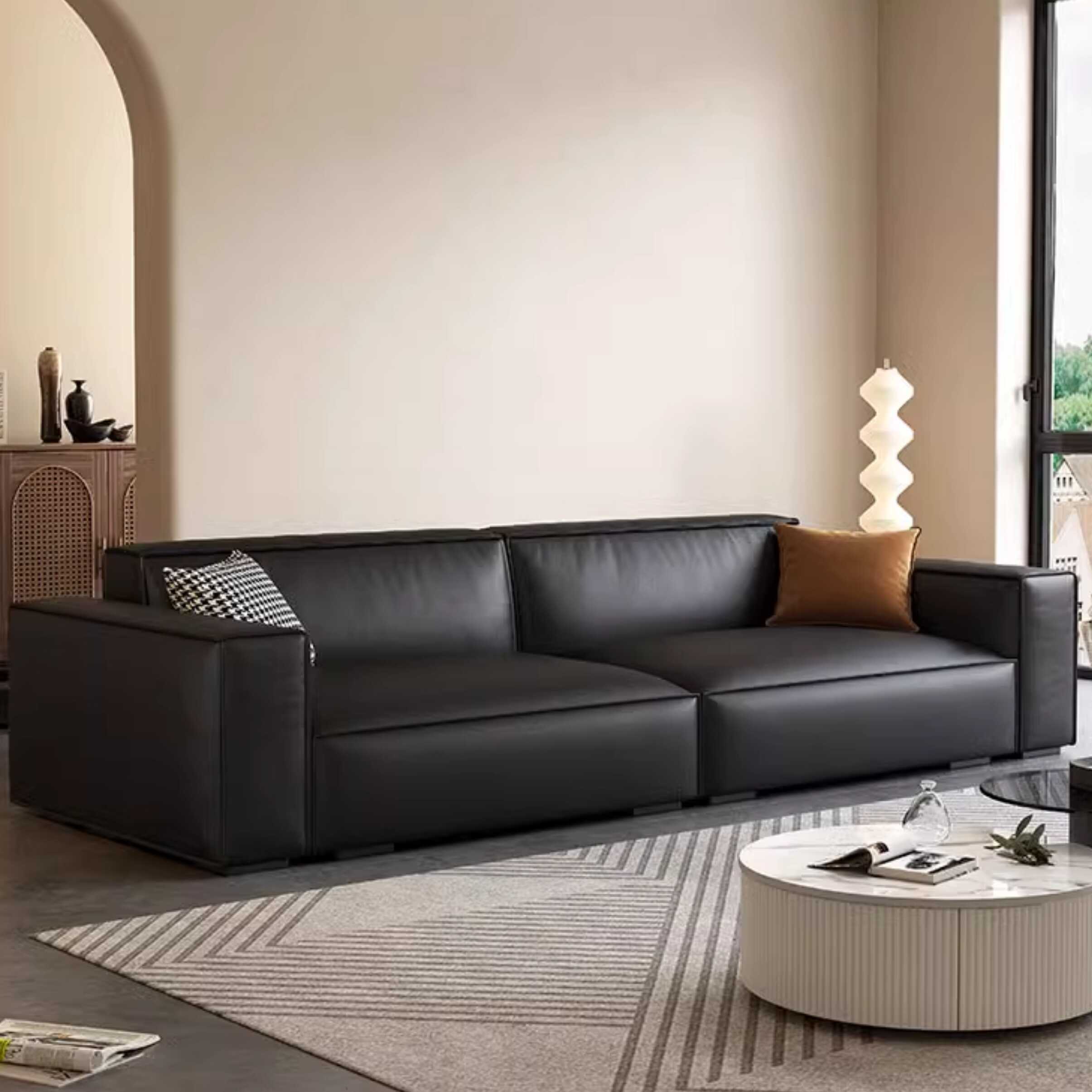 Tear Resistant Midnight Black Standard Sofa Accompanied by 5/4/3 Pillows