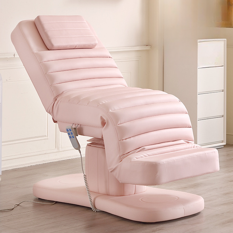 Pink Alloy Rectangular Cylinder 1 Chair Moves Up and Down Facial Bed