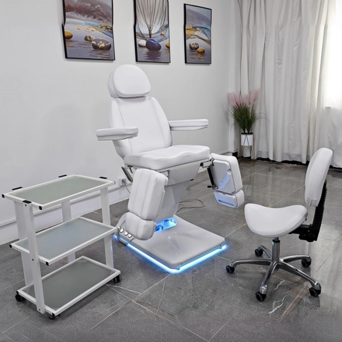 Modern Chalk Polymer Rectangle Cylinder Adaptable Height Massage Bed
