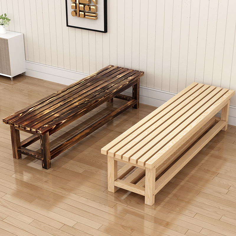 Contemporary Wood Grain Solid Colour Living Space Bench with Pine Wood