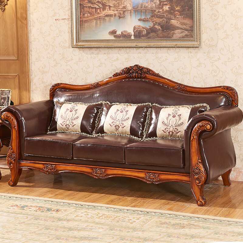 Antique Tear Resistant Mocha Floor Sofa/Single Sofa with Flared Arm and 3/1 Pillows