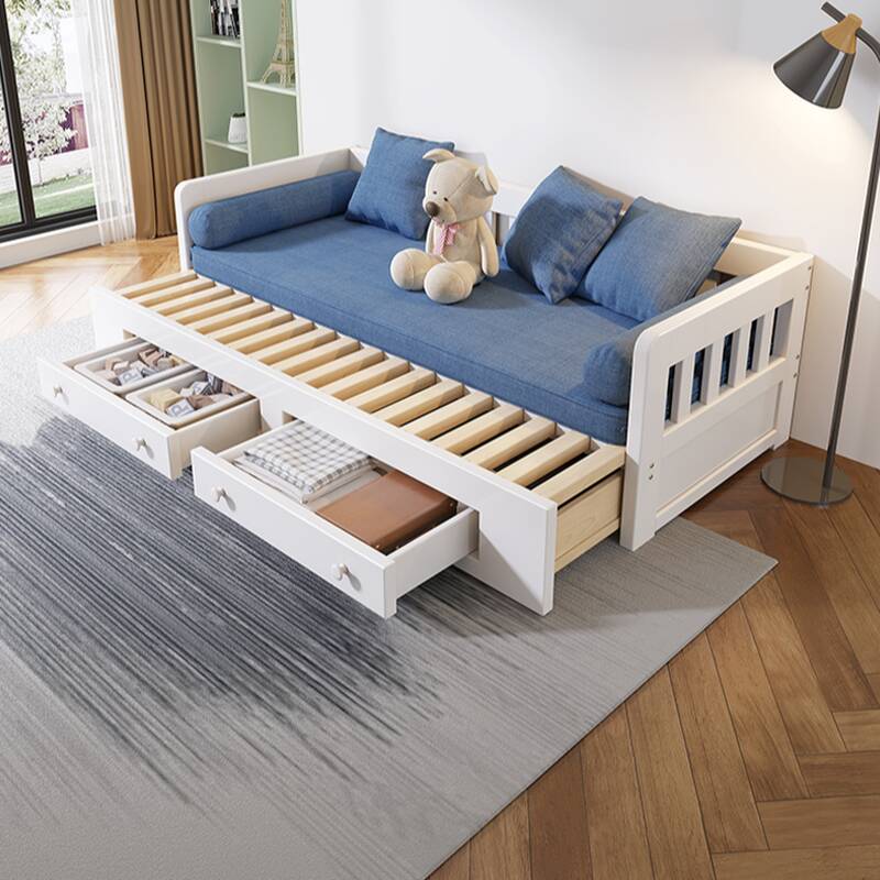 Day Bed and Futon with Stockroom Storage, 5 Pillows, and Detachable Mattress