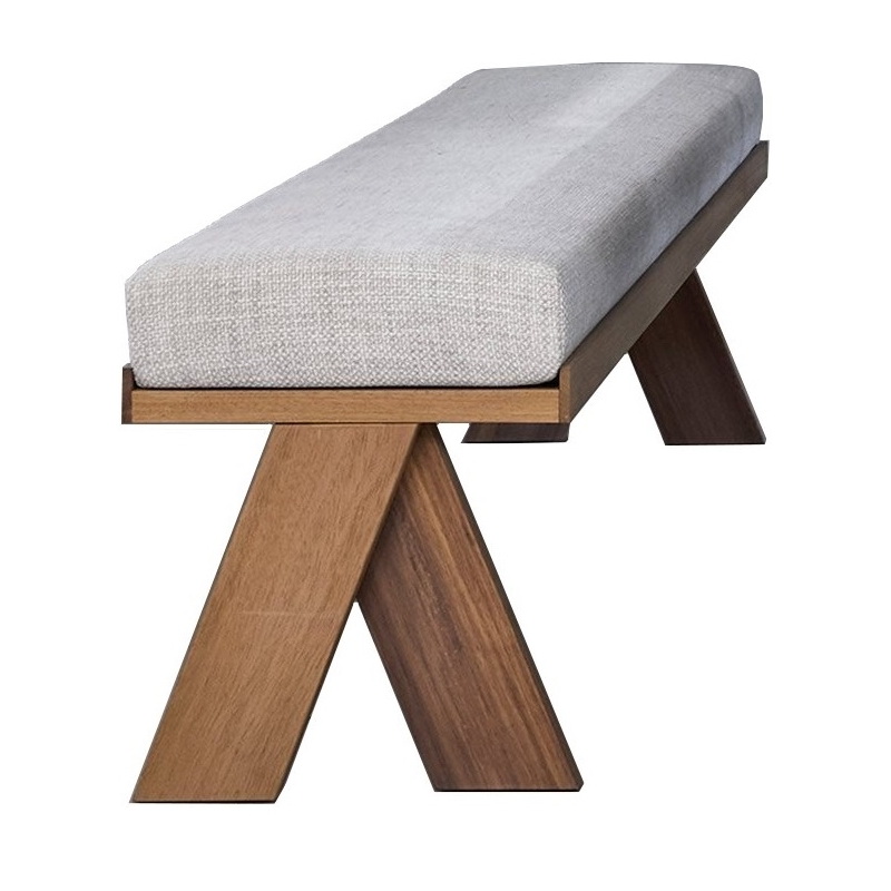 Cocoa Contemporary Wooden Solid Colour Living Space Bench with Padded Upholstery