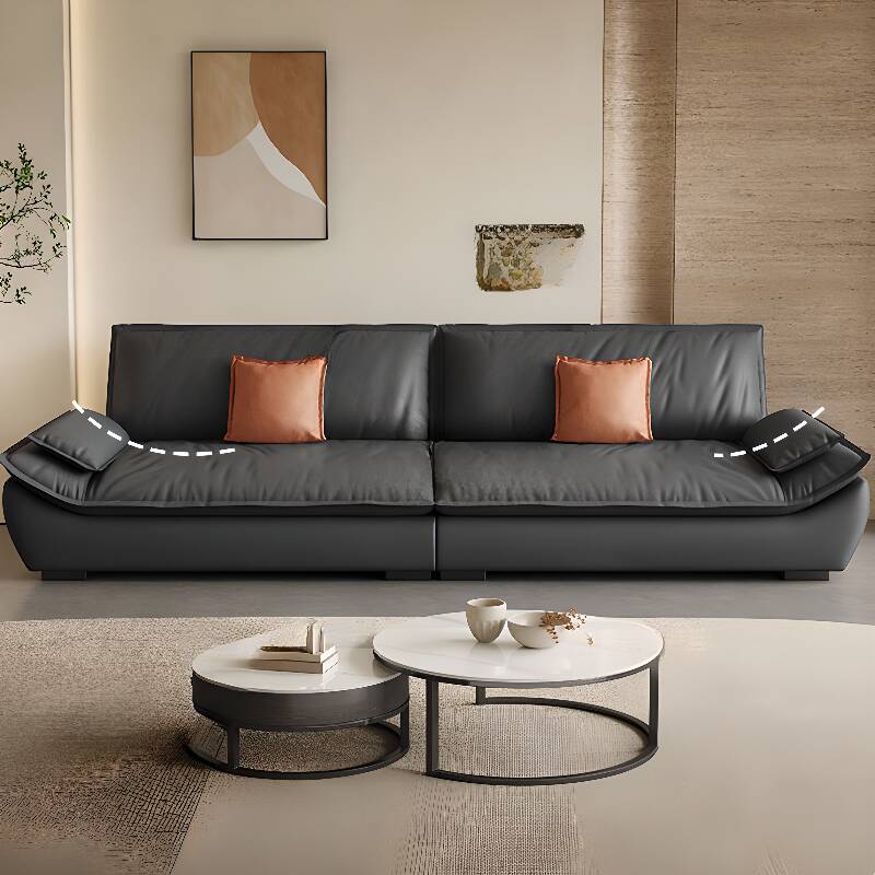 Sitting Room Water Resistant Matte Black Floor Sofa with Pillow Top Arm, Slipcover, and 2 Pillows for 2 to 4 People