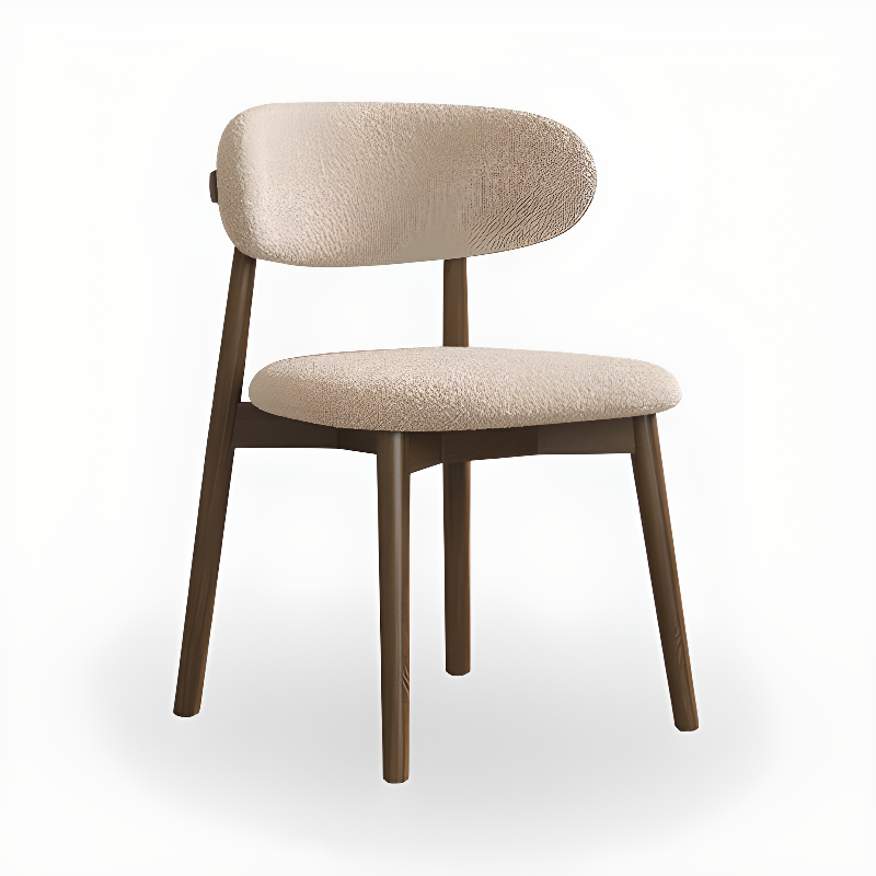 Minimalist Side Chair with Exposed Back, Padded Upholstery, and Lumber Legs