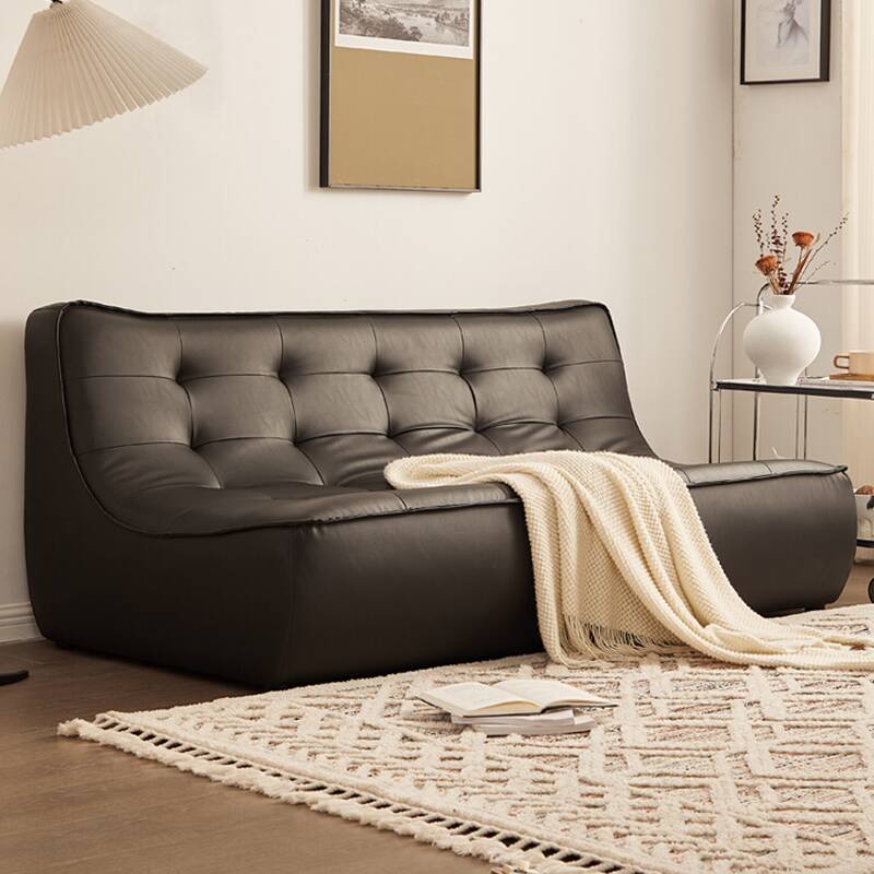 Contemporary Modern Solid Colour Water Resistant Floor/Loveseat Sofa in Midnight Black/White/Mocha for 2/3 People